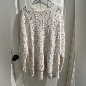LOFT Cream Textured Knit Sweater